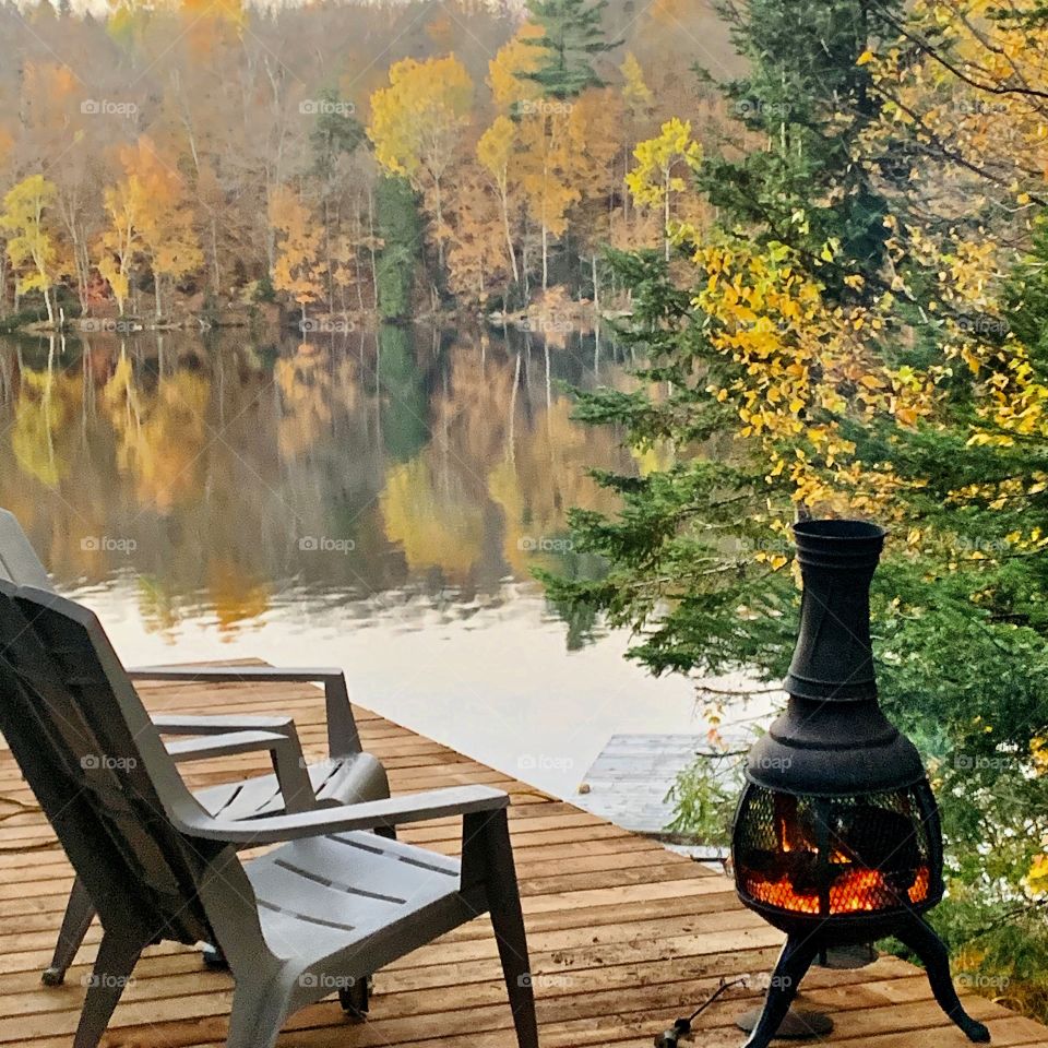 A relaxing day at the lake in the Laurentians, Quebec, Canada 