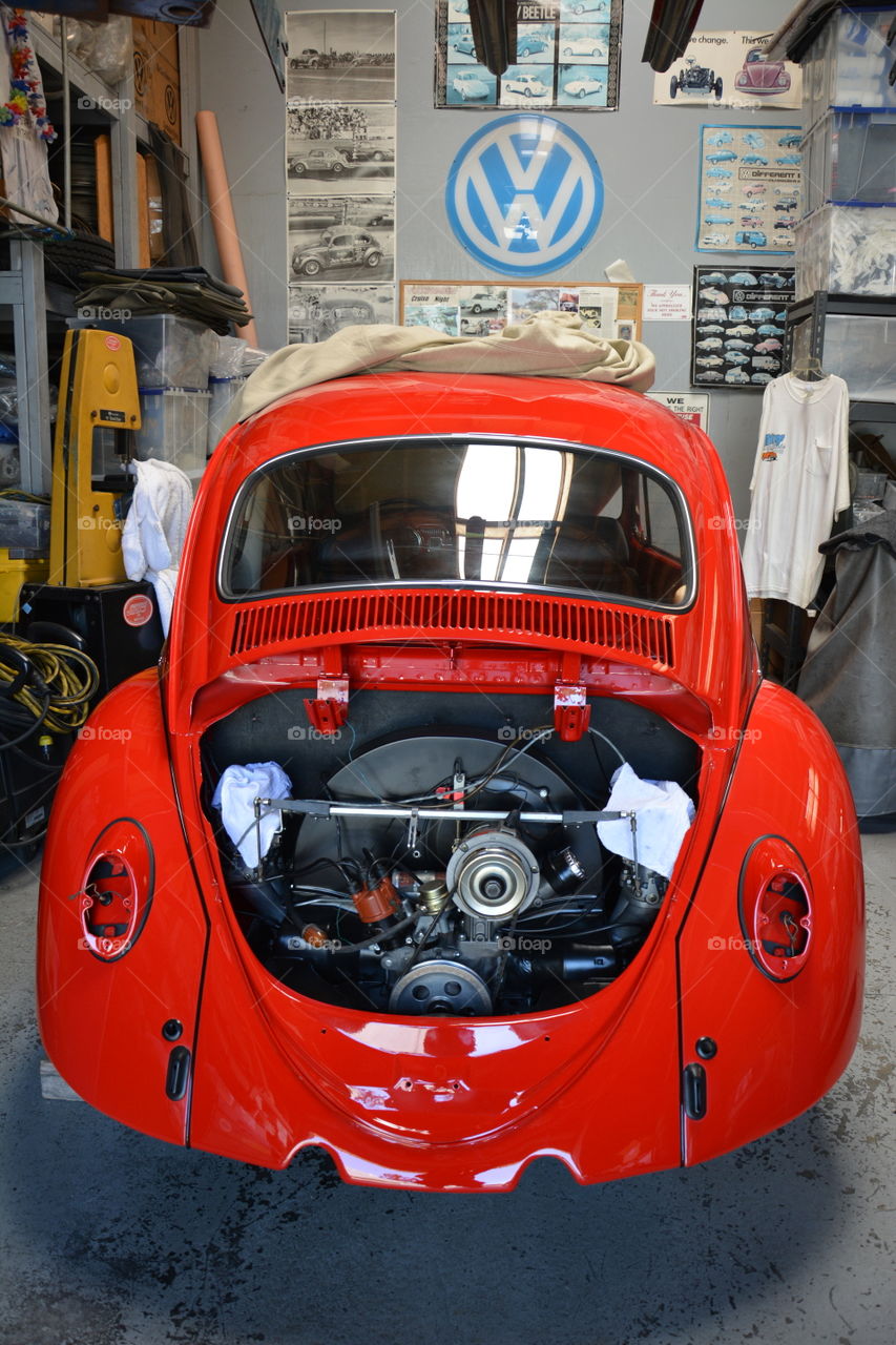 Red Beetle. I came across with this red beetle on my visit at a friend's garage at Newport Beach. It wasn't finished but still was a love at first sight!