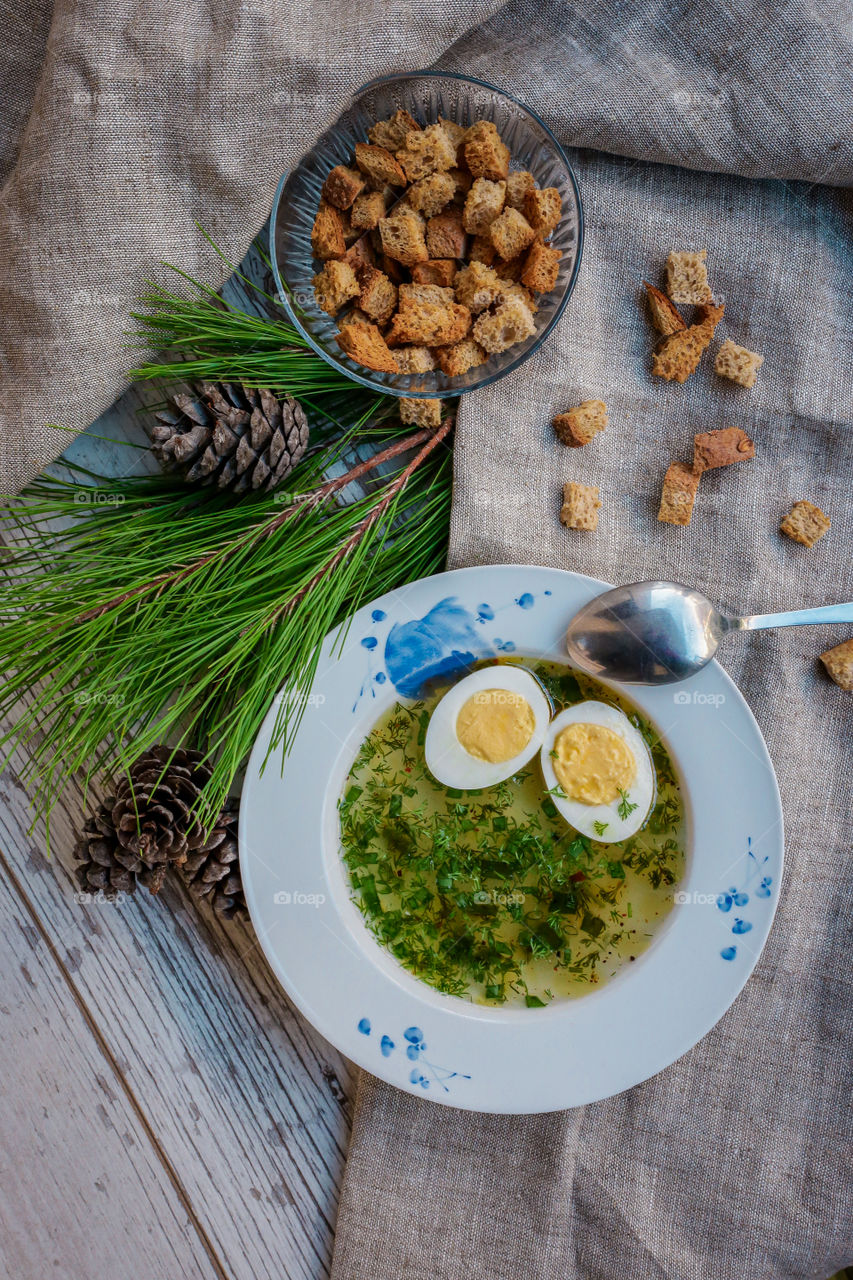 Chicken soup with egg