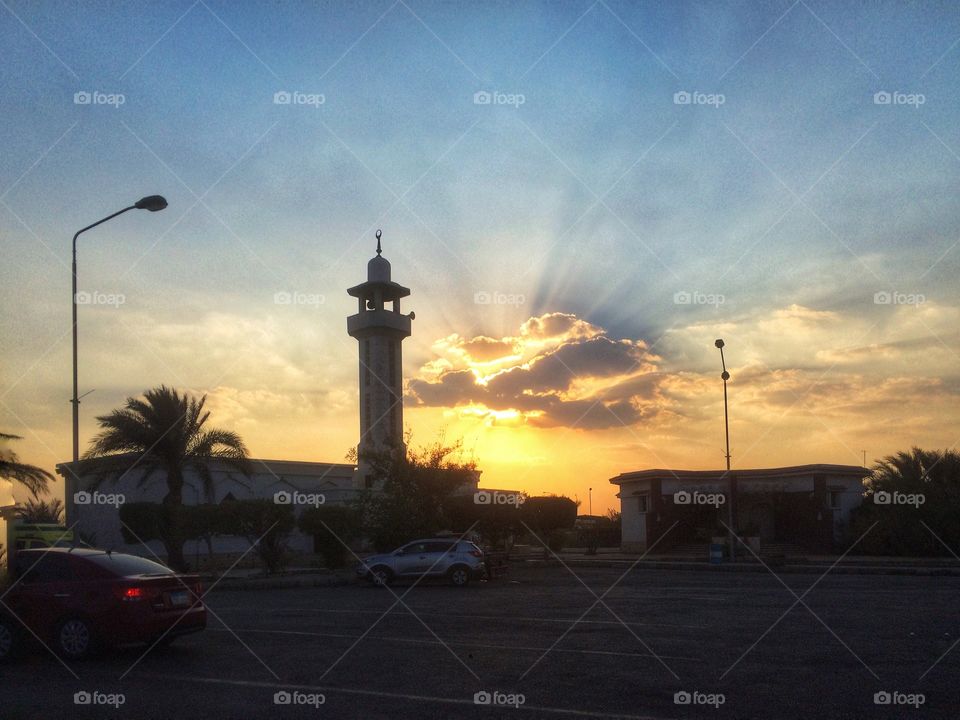 Sunset suez canal eqypt