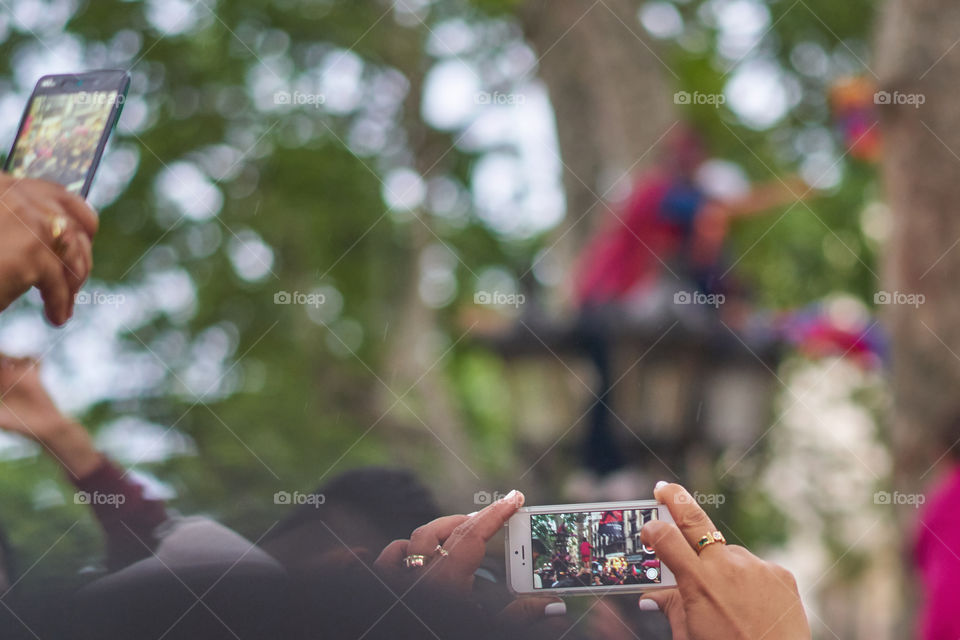 Small people point of view in a crowd