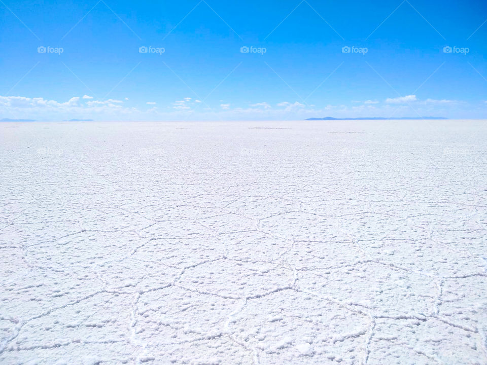 The endless salt flats of Uyuni, Bolivia. There’s is nothing else for miles into the horizon