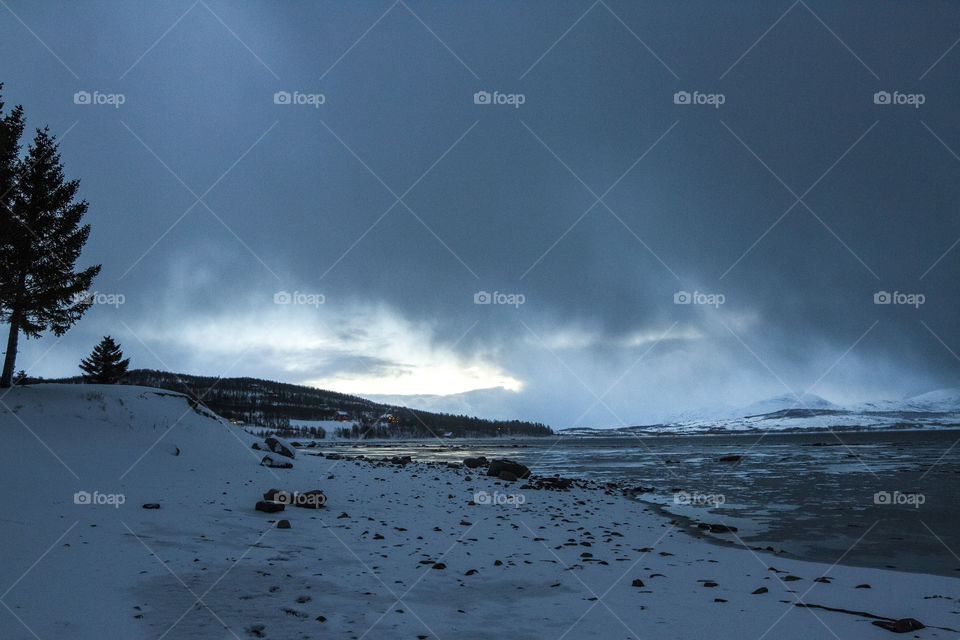 Beautiful winter landscape at troms norway