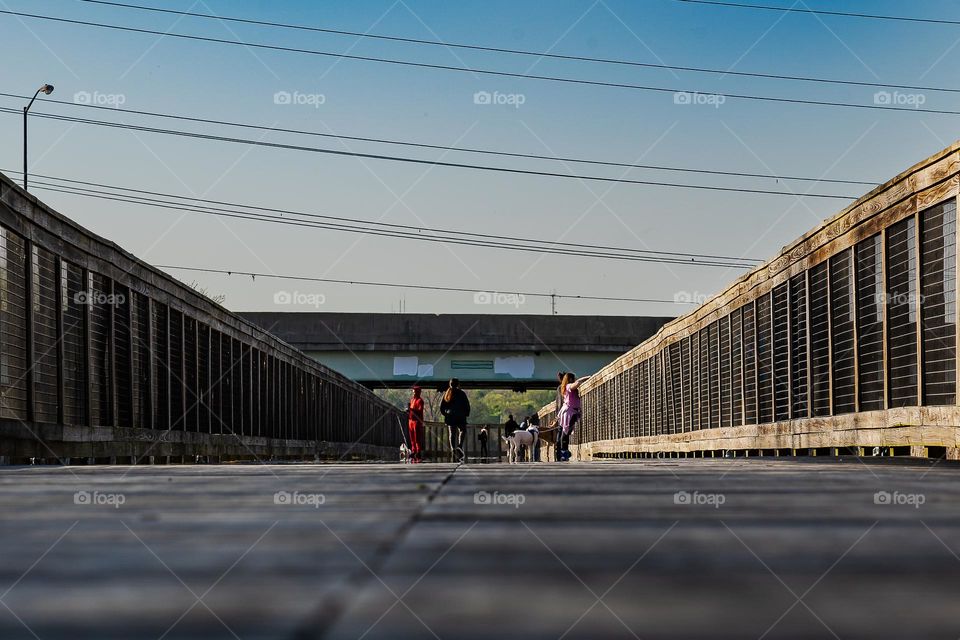 Family walking down the boardwalk 