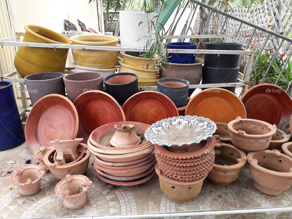 pottery vases and dishes