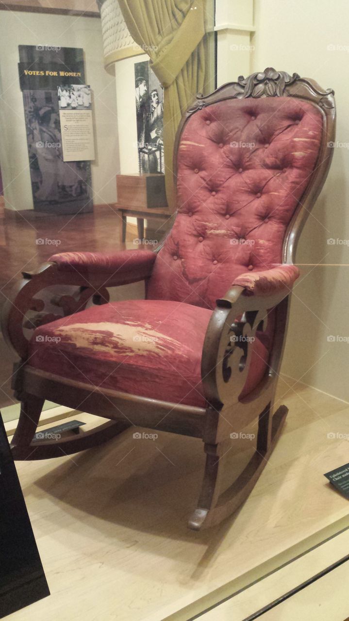 Lincoln Chair. Abraham Lincoln's chair from the fateful night at the Ford Theatre