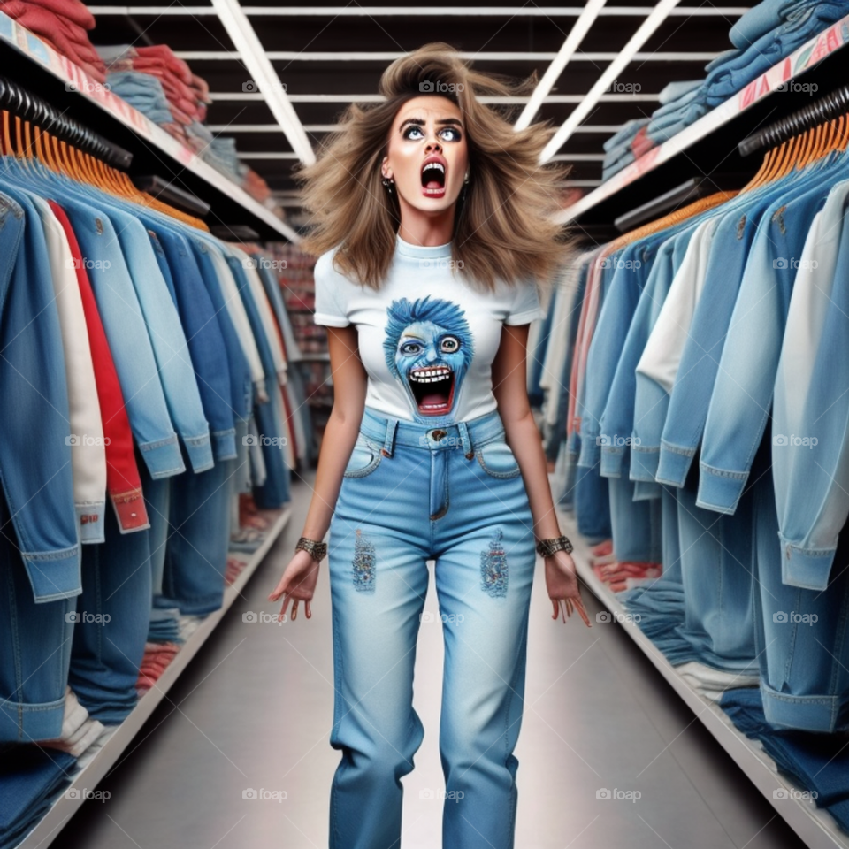 Crazy lady in shopping centre