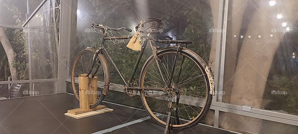 bike old collector Greece in restaurant