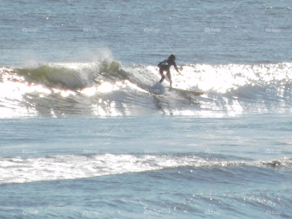 surfing on the beach