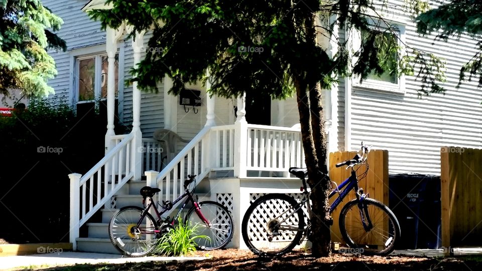 bicycles in front of village house