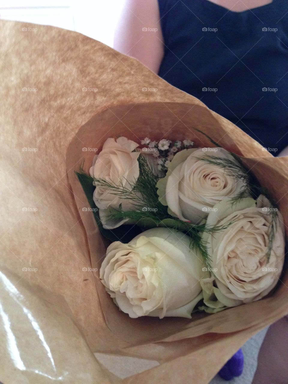 White graduation roses