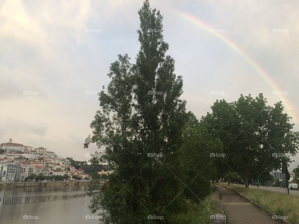 Rainbow over the city of Coimbra.
