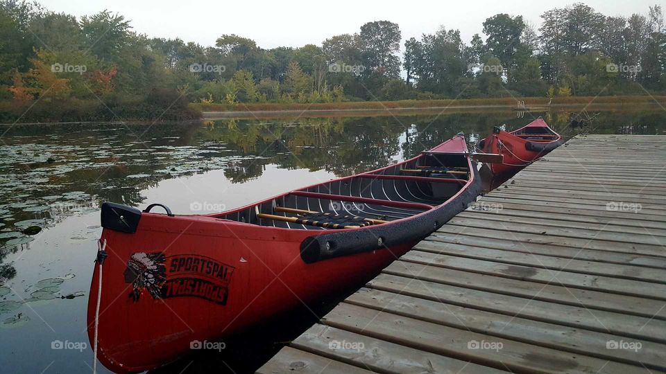 Canoes on private lake