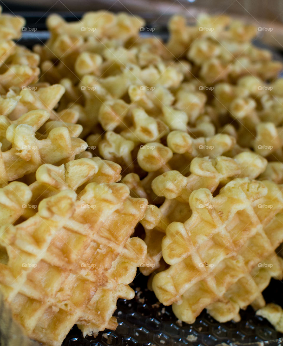 Close-up of belgian waffles