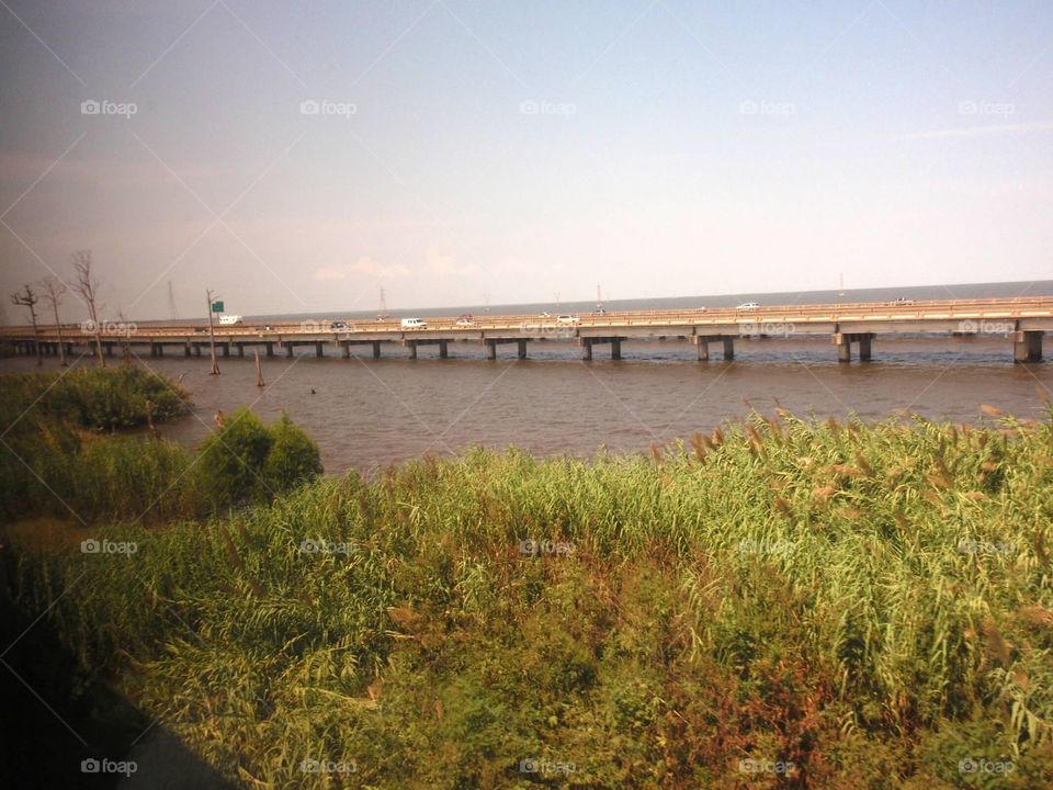 Views from a train- Bridge over the Ponchartrain