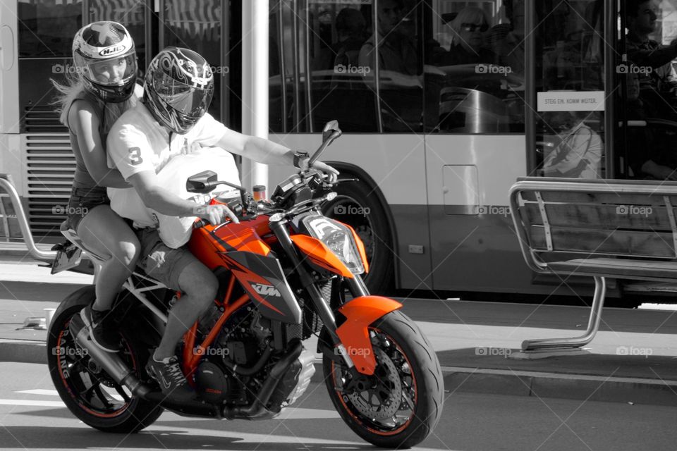 Young Couple On Motorcycle