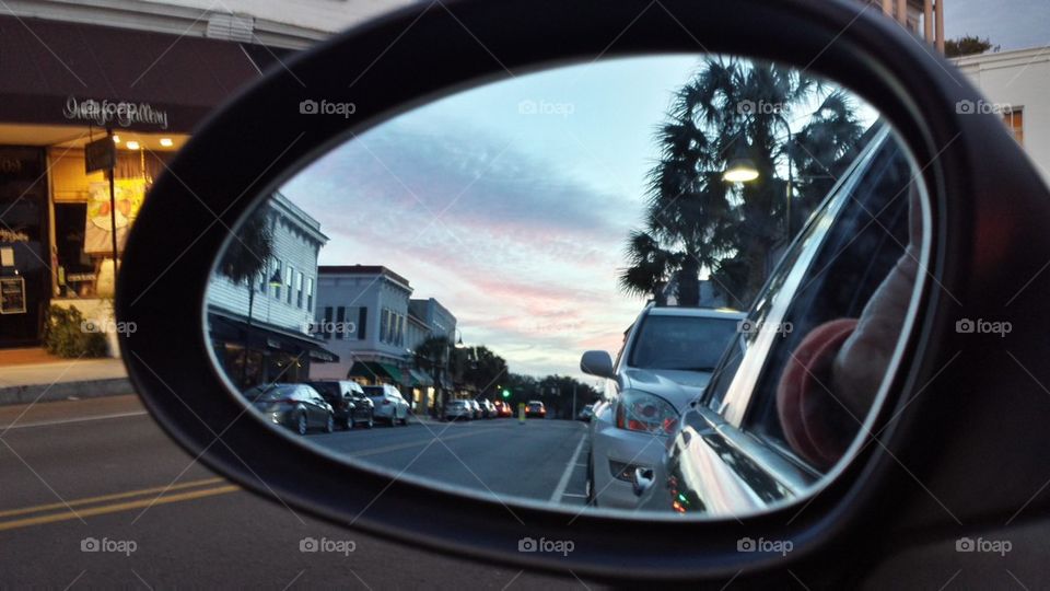 Sunset in mirror