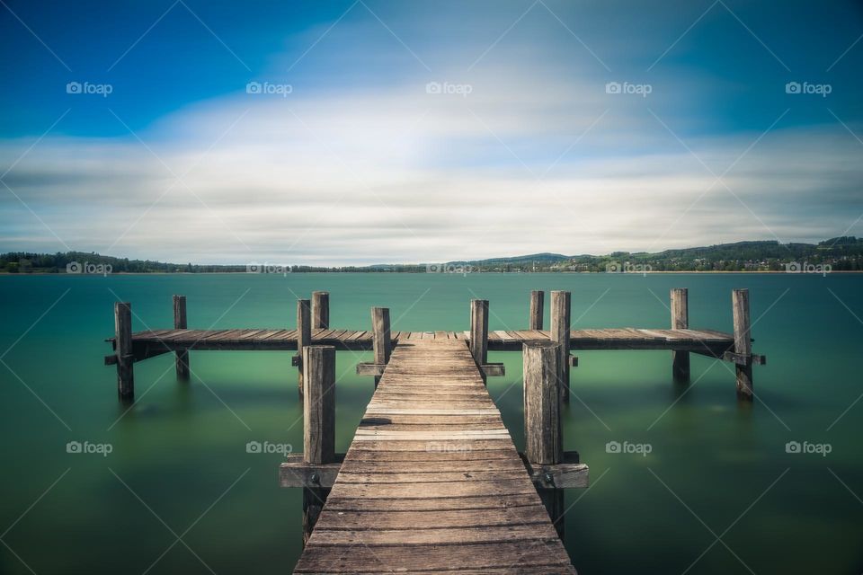 Longexposure from a lake in switzerland at sunrise