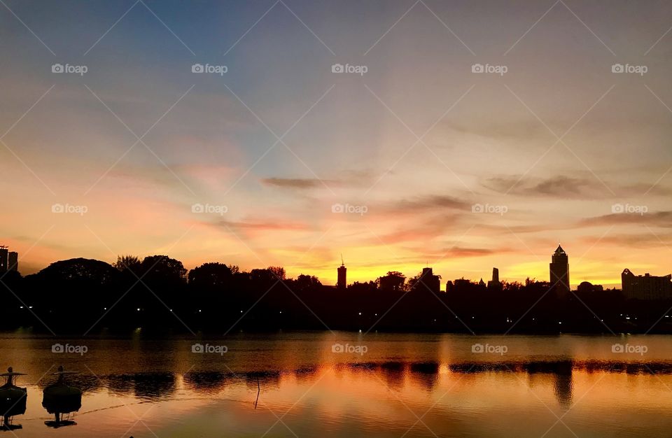 Beautiful sunset in the park in Bangkok Thailand 