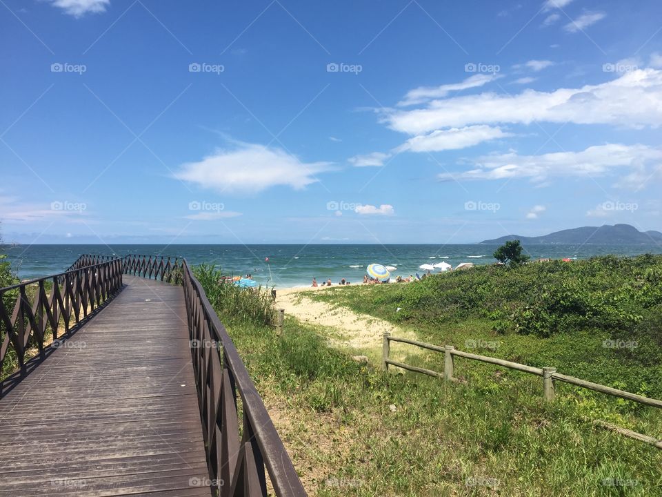 View of boardwalk at beach