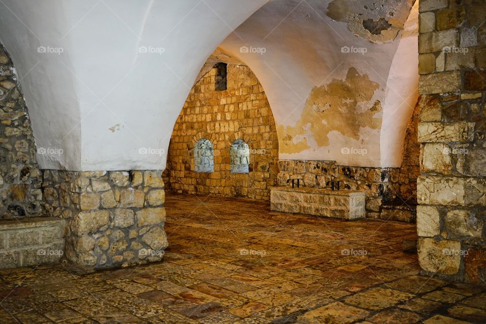a corner inside the compound of King David's Tomb in Jerusalem of Israel