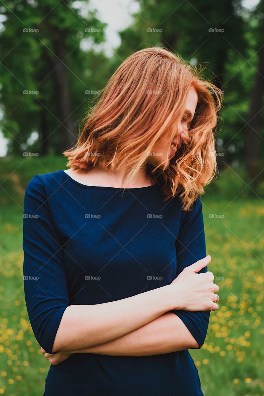 Happy redhead girl