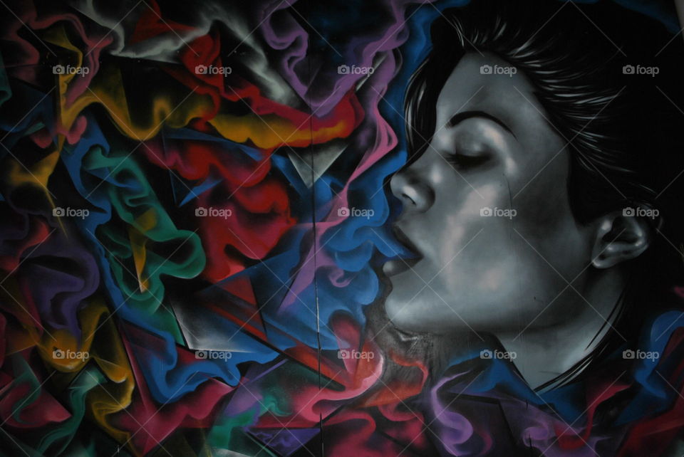 Graffiti of a woman in Las Vegas