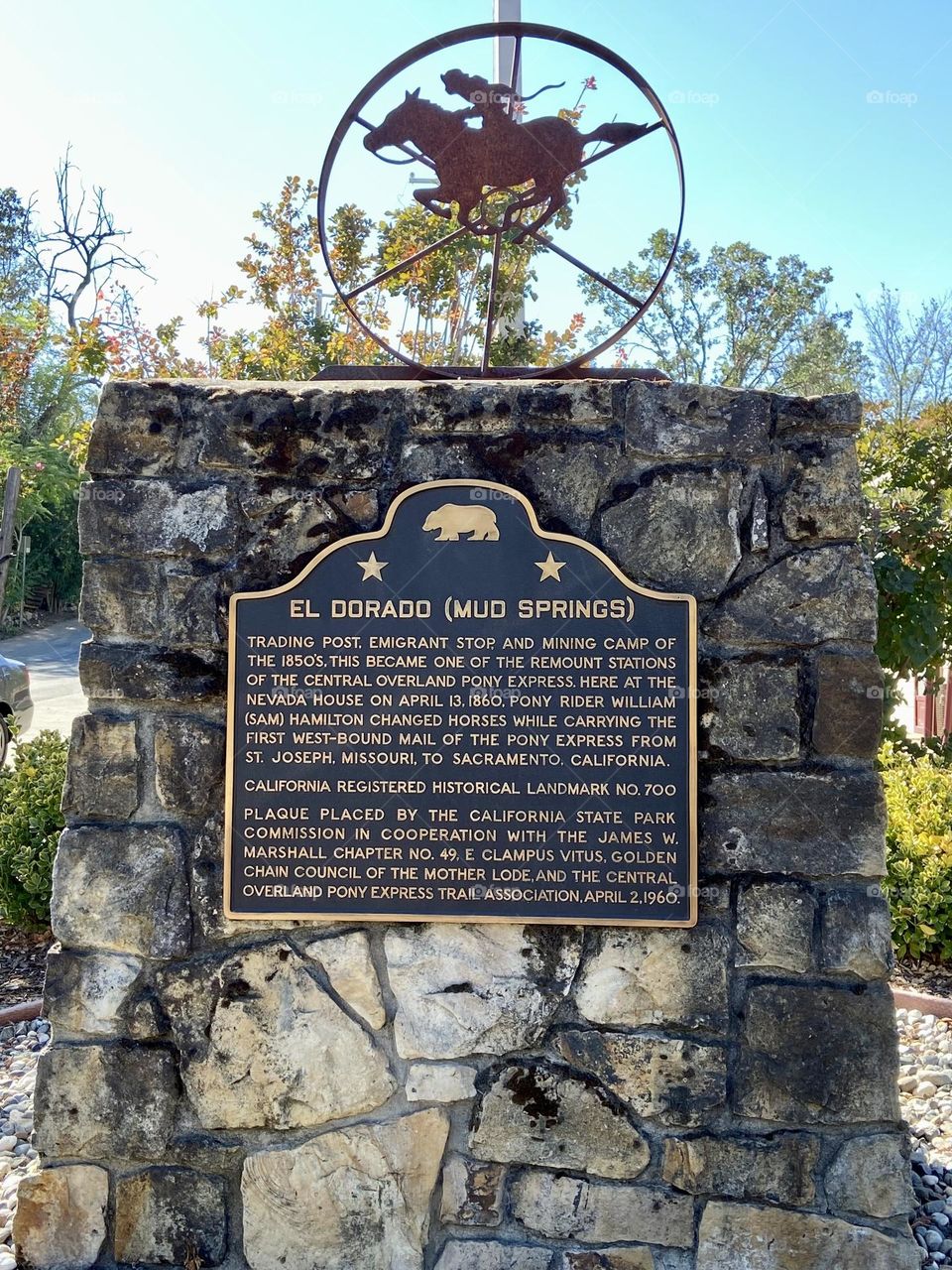 El Dorado Mud Springs trading post of the Pony Express 1860! 