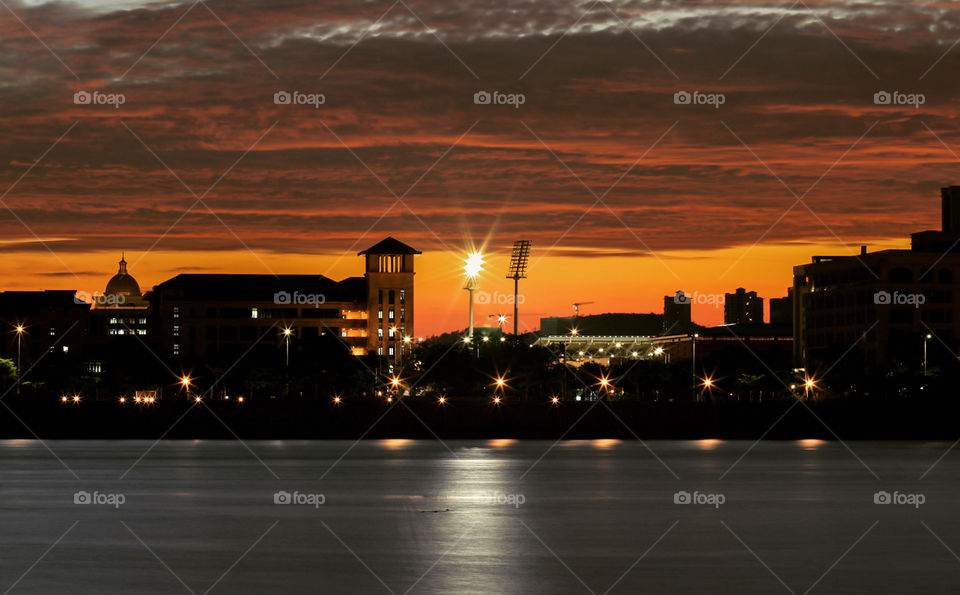 A Coastal City after the sunset and at Dusk moments.