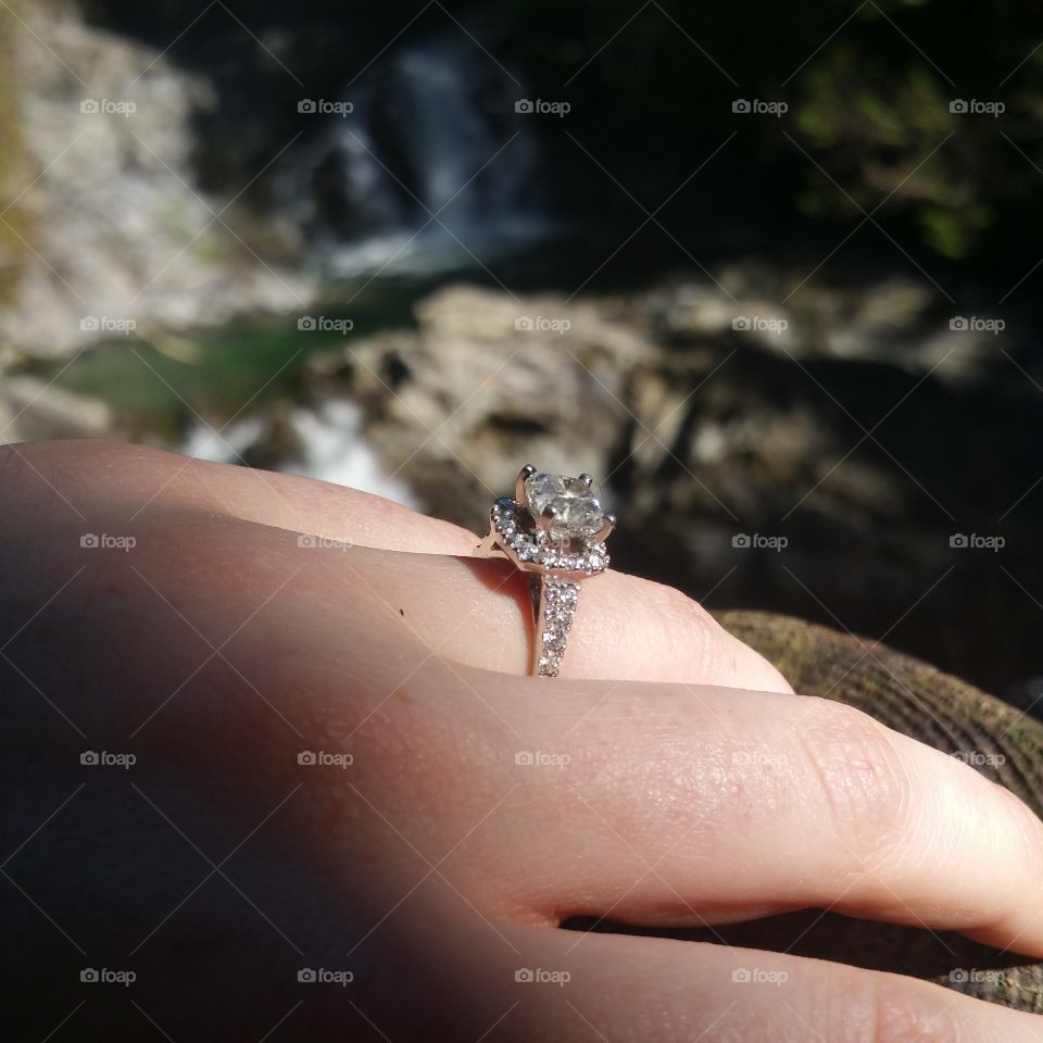 Engagement Ring. Went on a hike to Wallace Falls in Washington State and snapped this picture. 