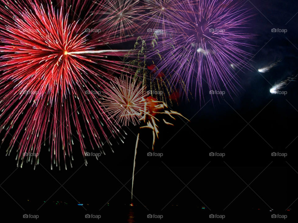 Low angle view of colorful fireworks