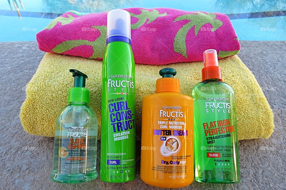 Garnier hair products poolside