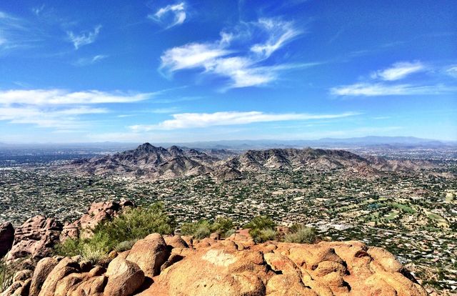Scenic view of mountain range against sky