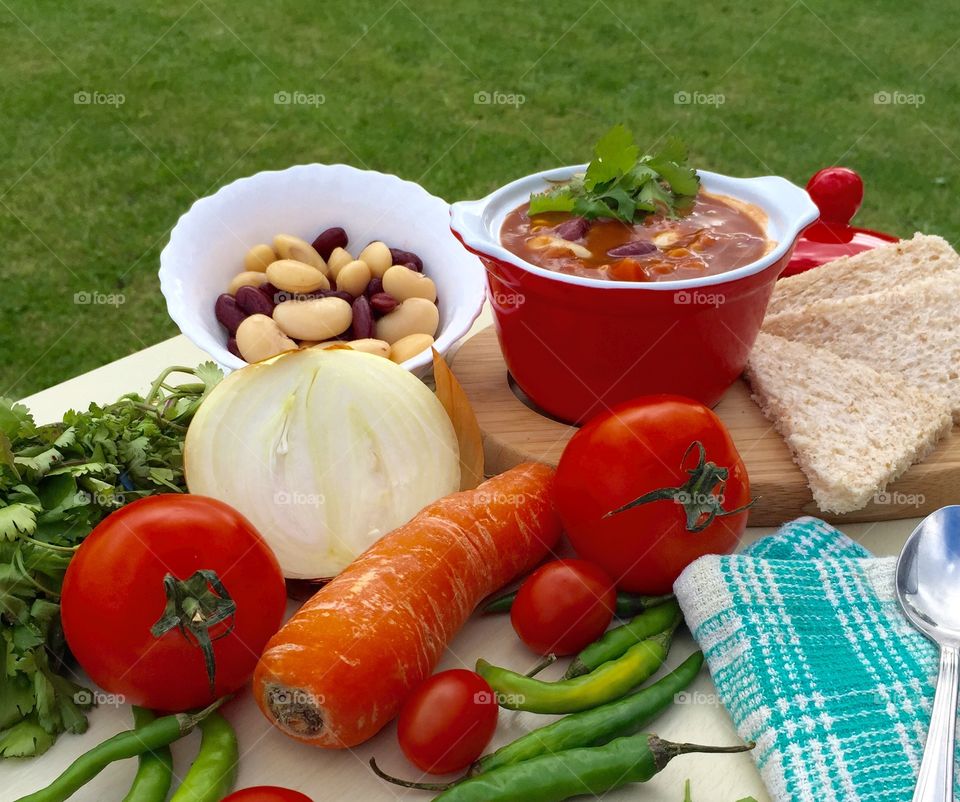 Delicious vegetable Soup of the day home cooked 
