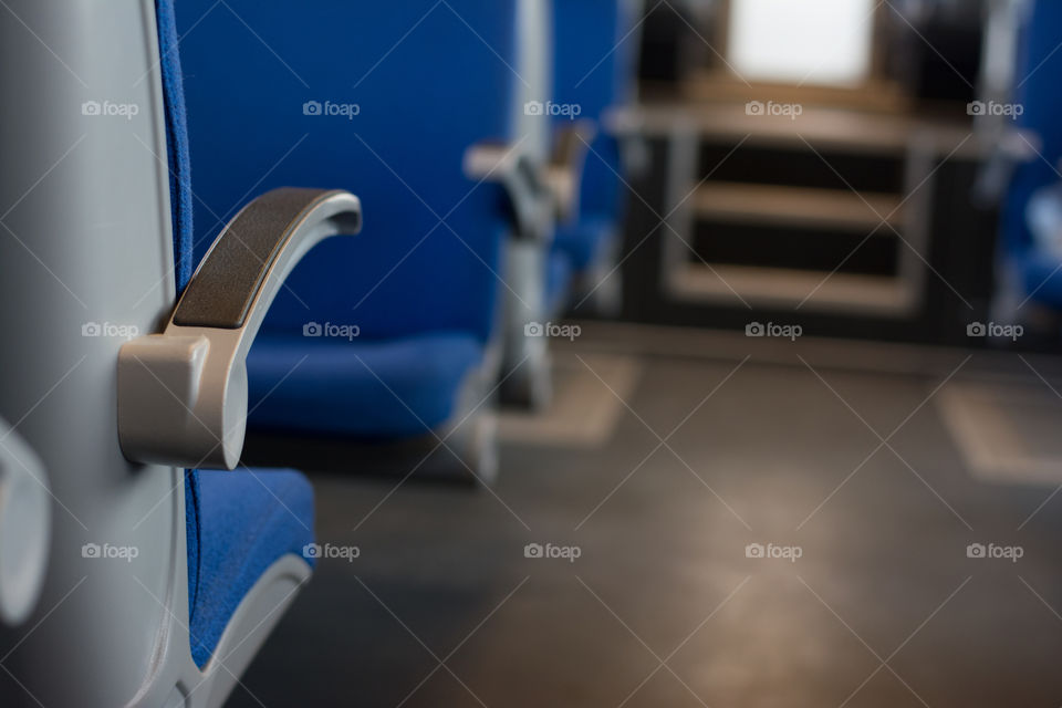 Blue seats in train