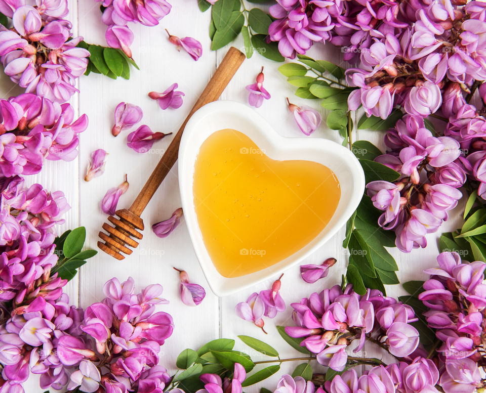 Honey and acacia flowers 