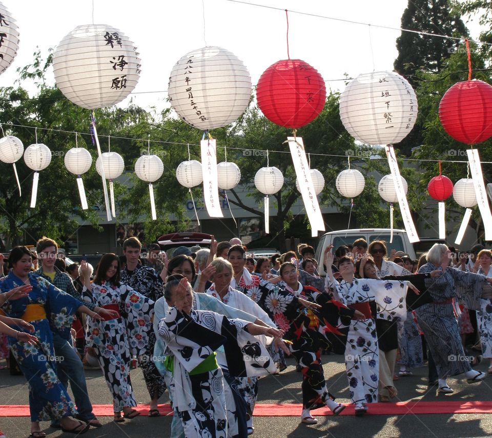 Obon Festival . Dancers at the Obon festival. 