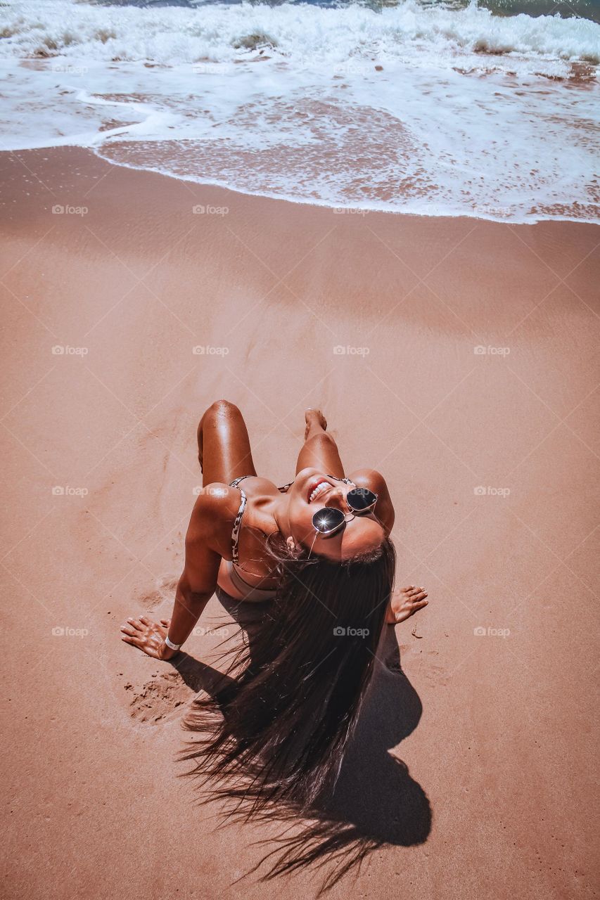 Beautiful Model In Bikini At Beach