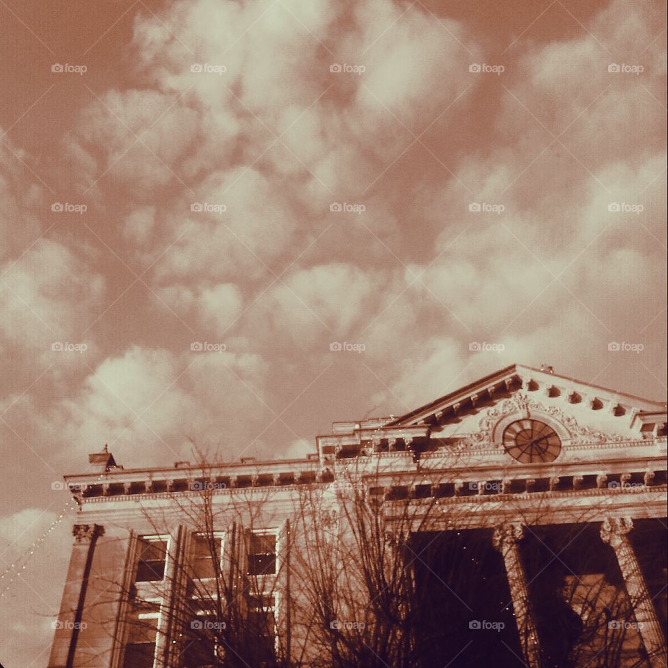 Downtown historic building in sepia