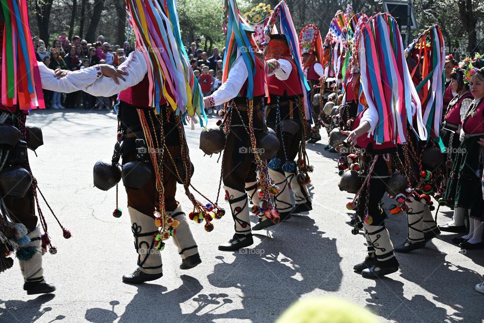 Kukeri Dance. Kukeri are elaborately costumed Bulgarian Men, who Perform Traditional Rituals Intended to Scare Away Evil Spirits