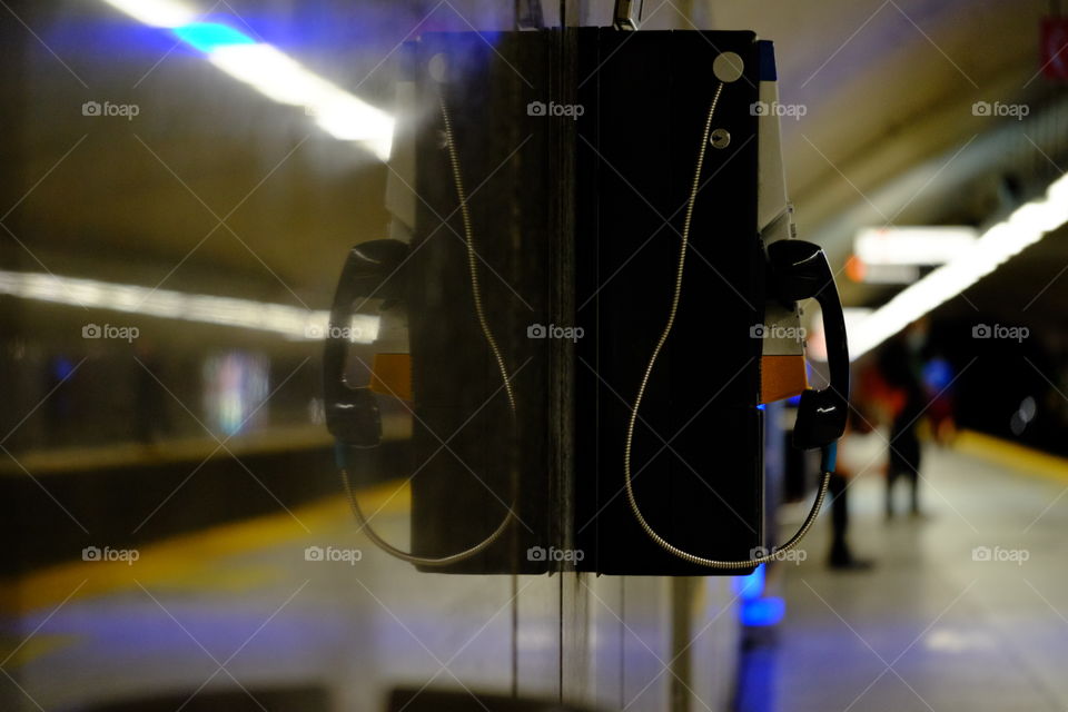 Public phone in the metro station 