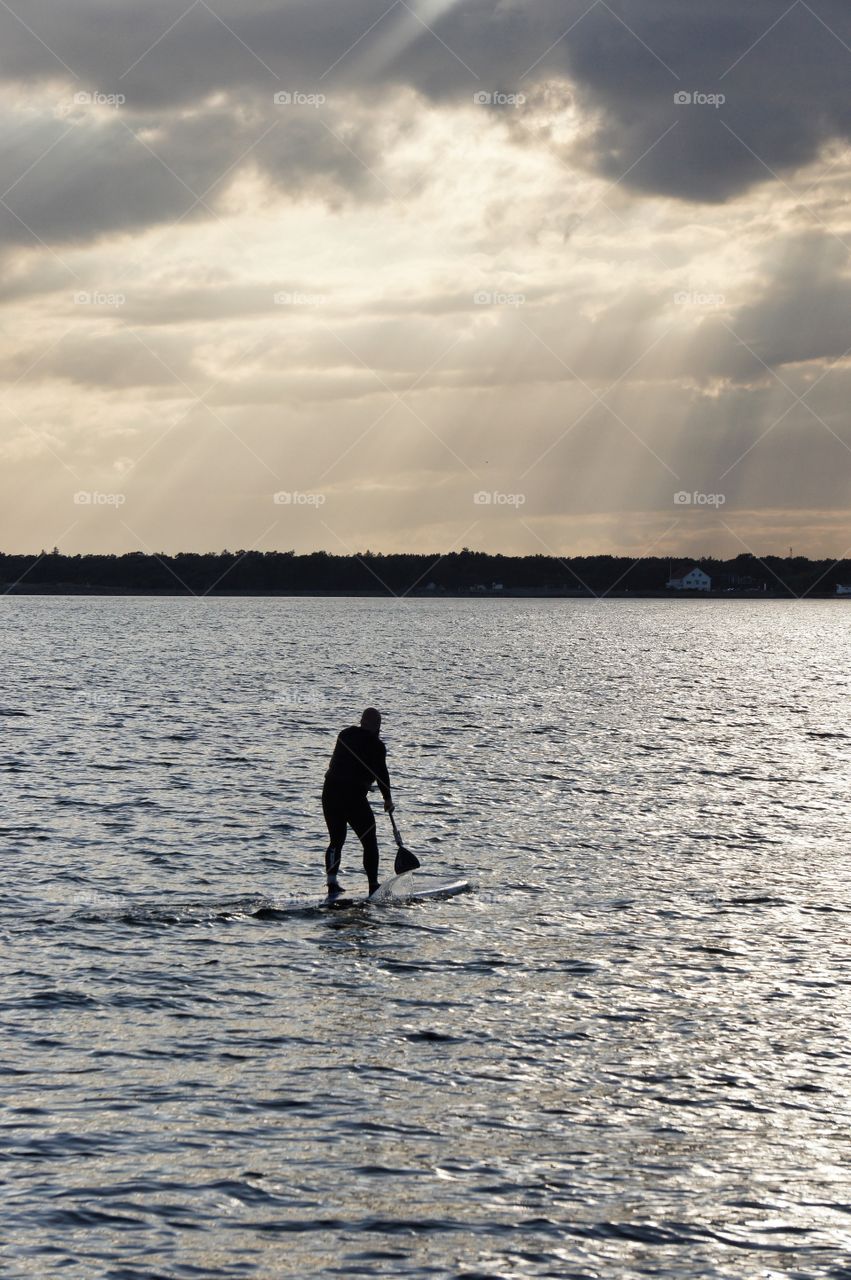 On a paddleboard 