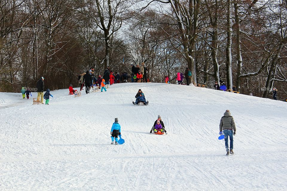 sliding on te snow