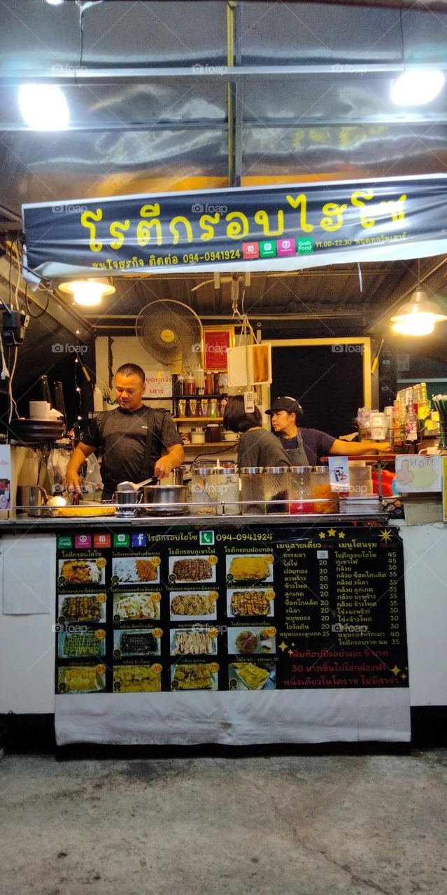 Roti shop on the side of the road in Thailand.