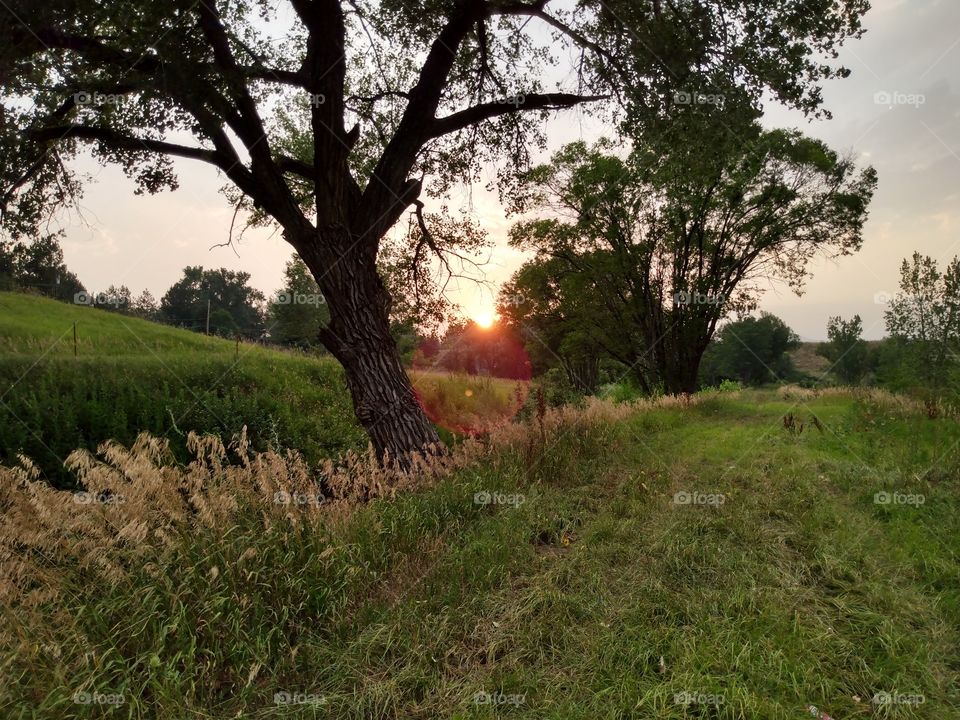 Beautiful colorful landscape scenery on the canal in Arvada, Colorado.
