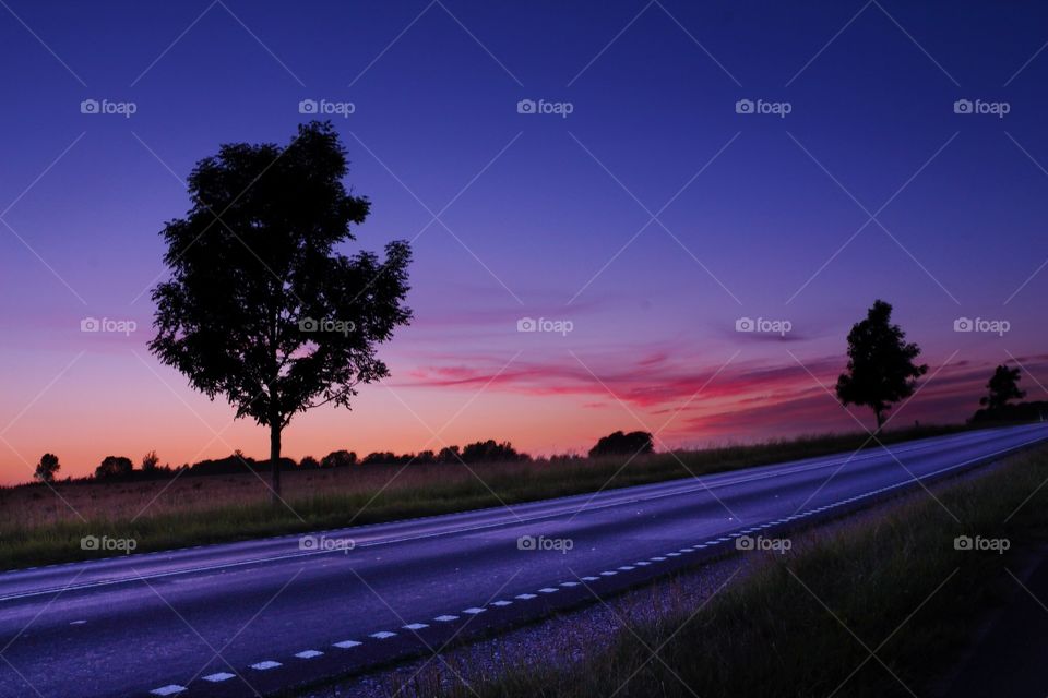Road, Sunset, Dawn, No Person, Landscape