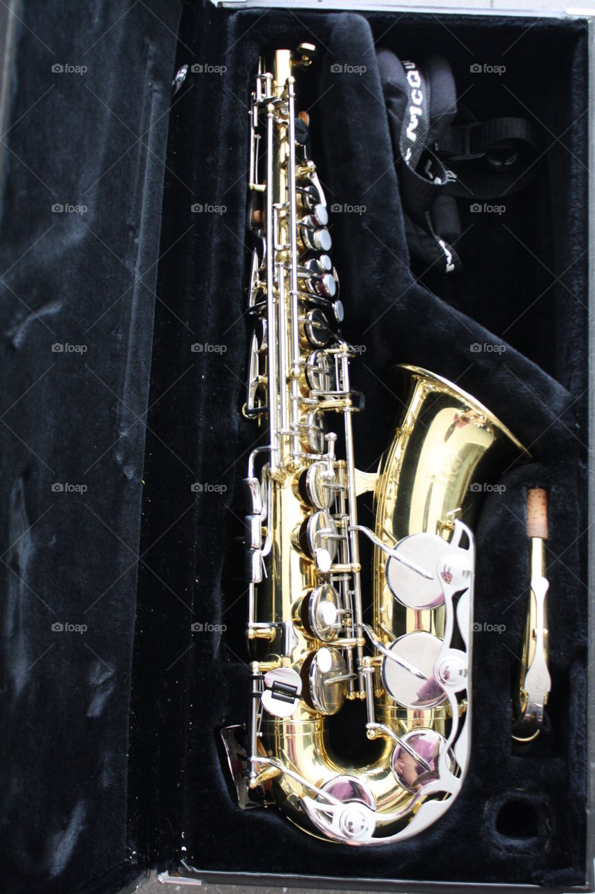 Saxophone in the case