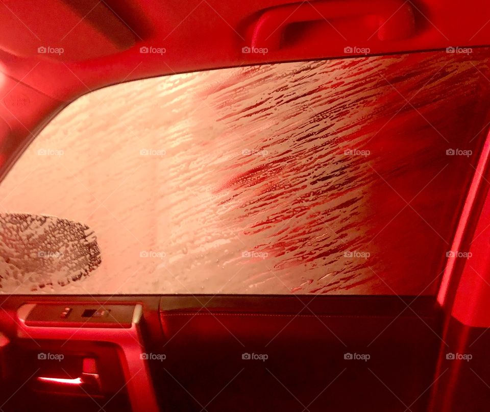 Passenger side window during car wash