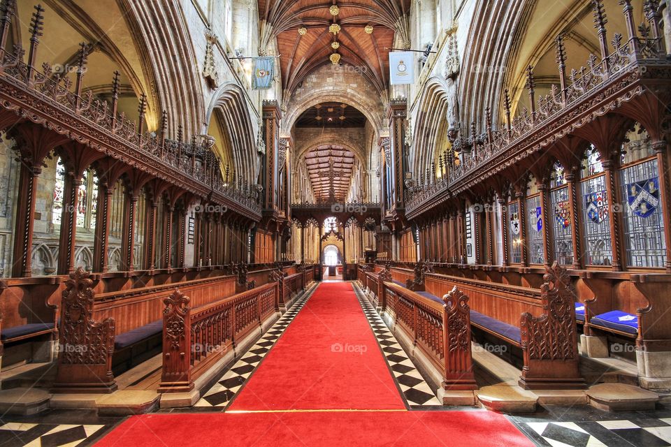 Church Interior. Selby Abbey's interior with a bright red carpet.