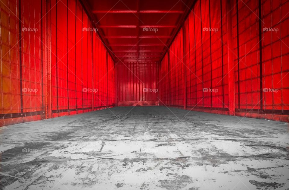 Red container Truck